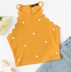 SHEIN Pearl Embellished Top